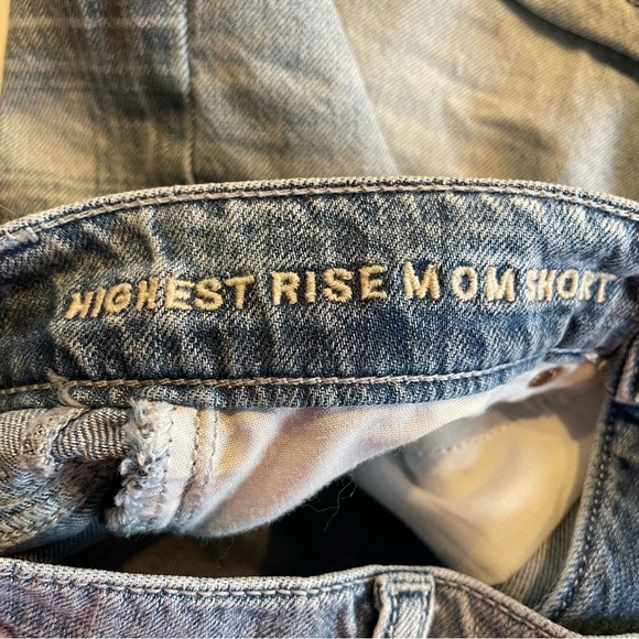 American Eagle Denim Shorts Sz 4Half Blue Plaid Highest Rise Mom Summer Casual - Picture 7 of 12